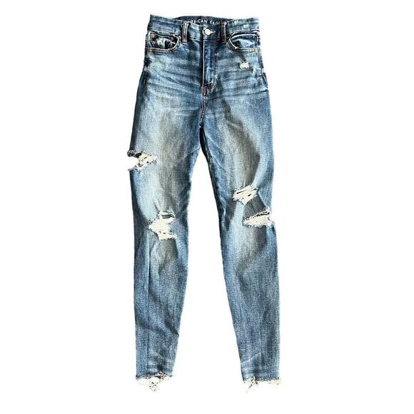 American Eagle Outfitters Denim - American Eagle Curvy Super Hi Rise Jegging Destroyed Distressed Jeans 00 Short